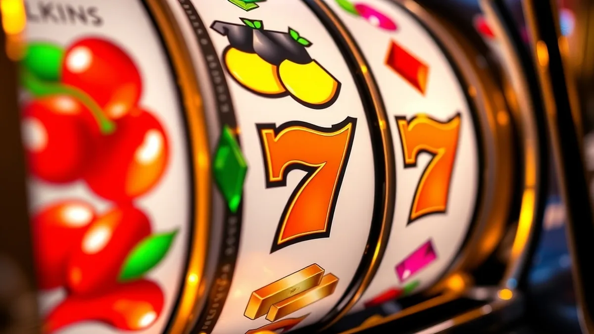 Spinning slot reels with fruits and gems, illustrating the Tucan Casino games selection